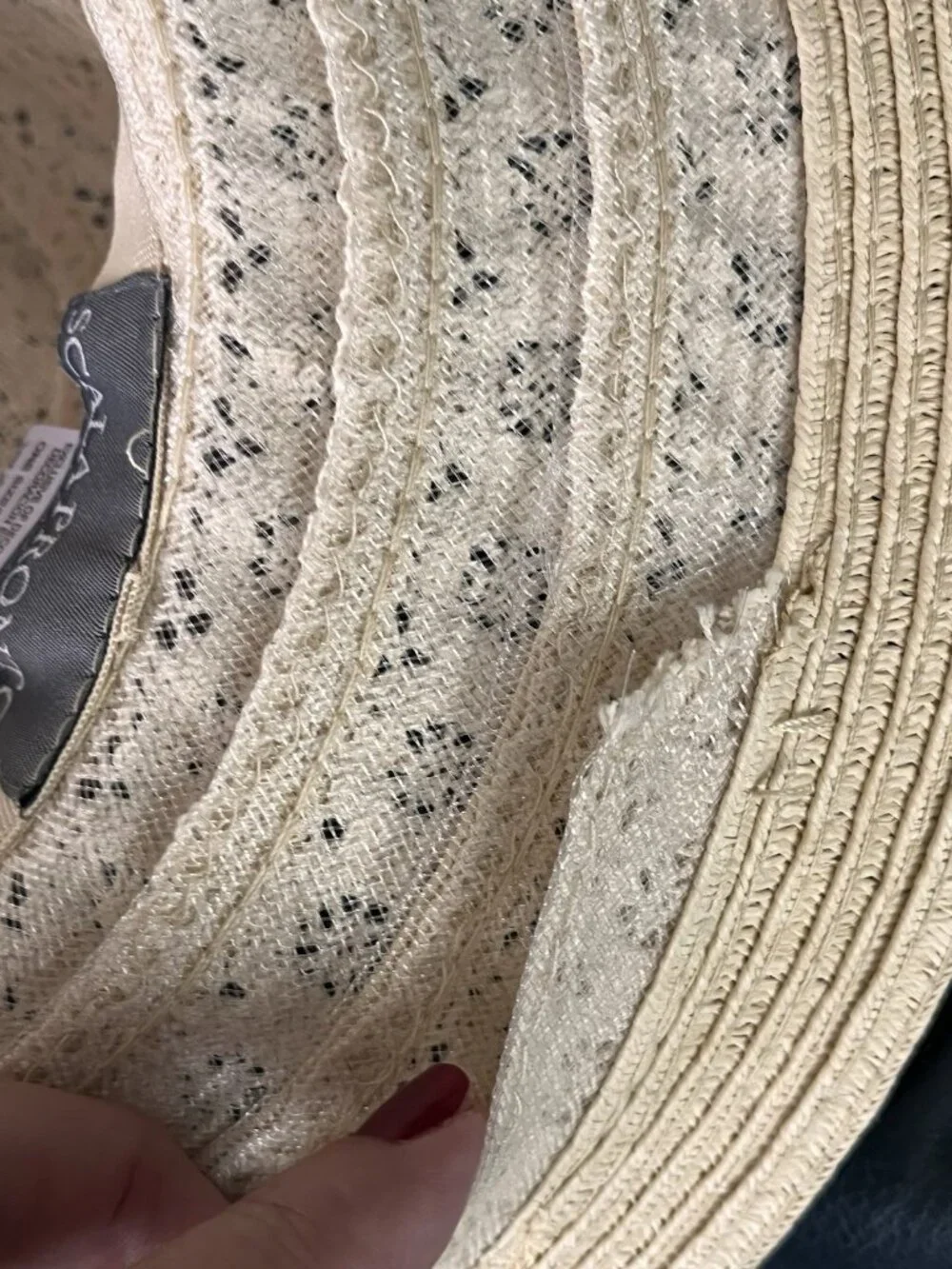 Scala Pronto Straw Hat Wide Brim Floppy Sun Beach Boho Tan Lace Trim